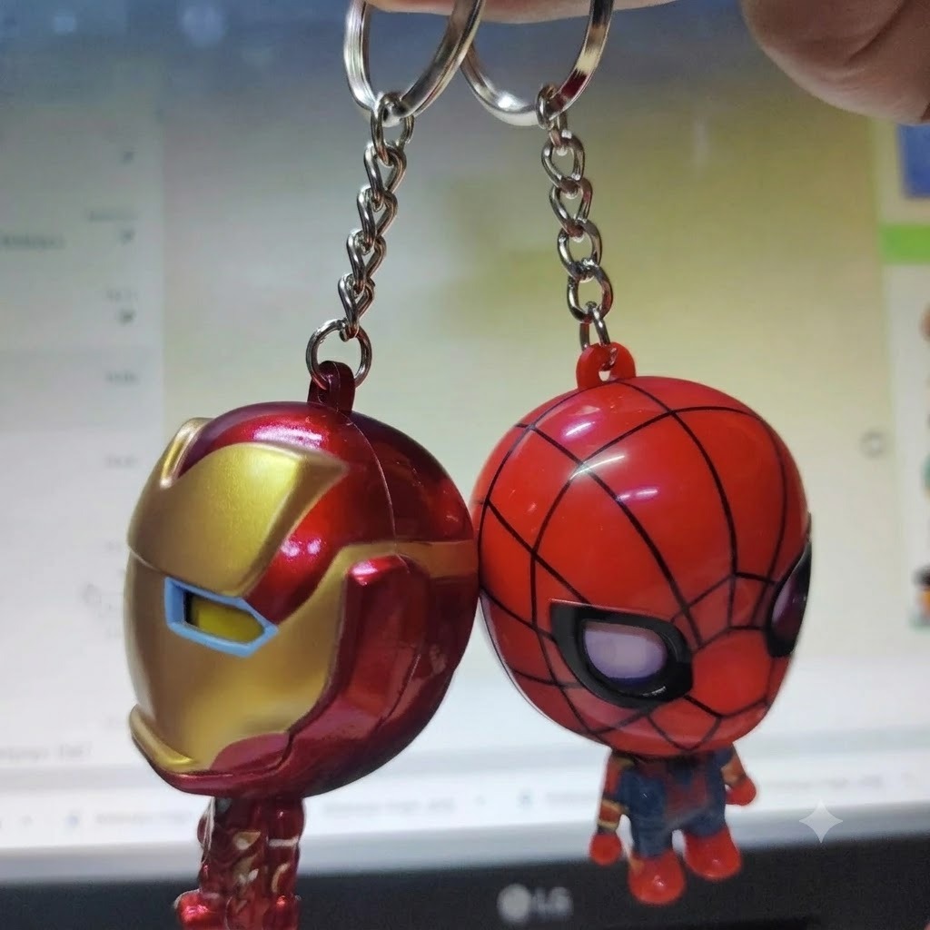 Gantungan Kunci Marvel Iron Man Spider-Man Mata Ganti Keychain