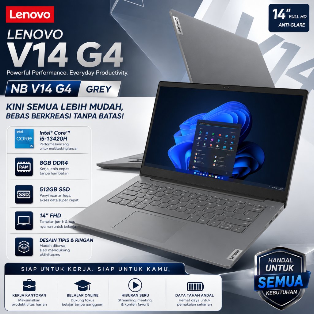 LAPTOP LENOVO  NB V14 G4 I5-13420H 8 512 14 W/O GREY