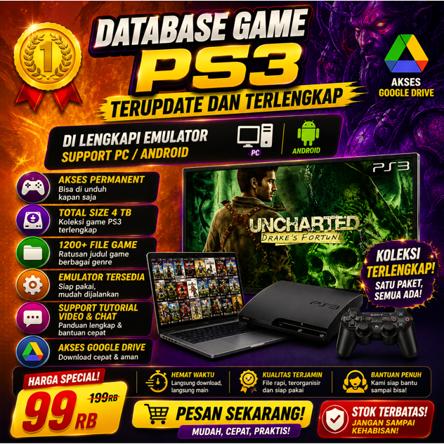 DATABASE GAME PS3 (1000+ GAME UPDATE) PERMANENT AKSES GD DRIVE