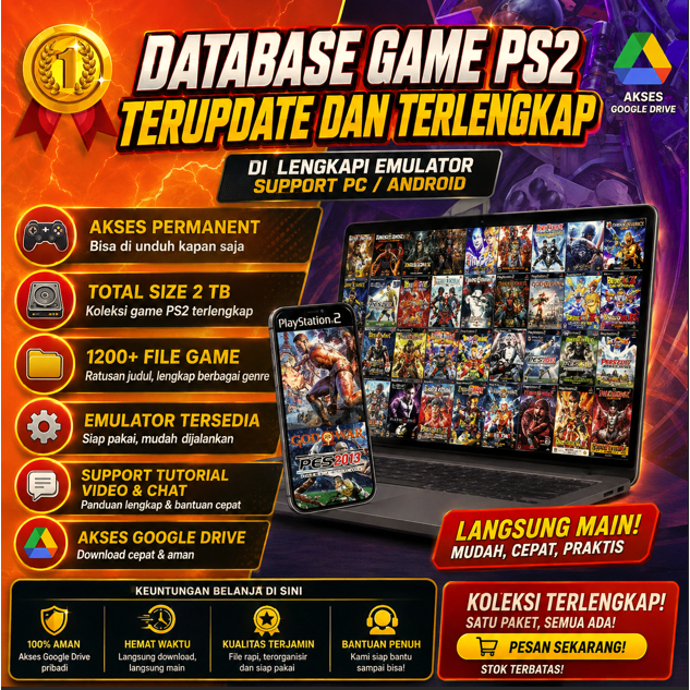 DATABASE GAME PS2 (1200+ GAME UPDATE) PERMANENT AKSES GD DRIVE