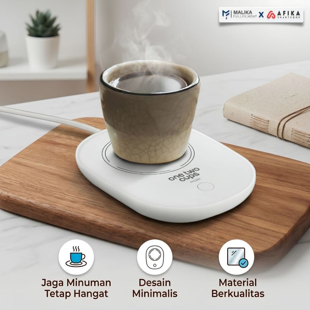 One Two Cups Tatakan Gelas Pemanas Kopi Teh Warm Heating Pad 220V 16W
