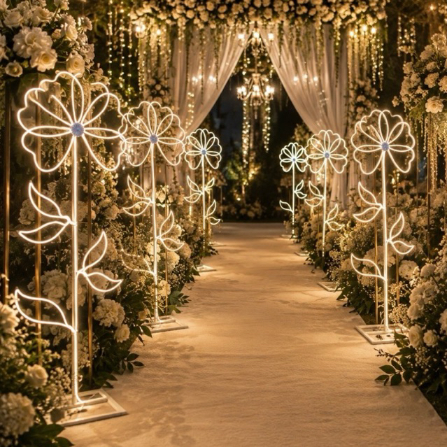 Lampu Bunga LED Dekorasi Wedding | Lampu Hias Jalan Pelaminan Pernikahan | Lampu Aisle Wedding Estet