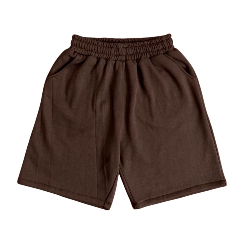 Lettucy Celana jorts sweatpants cotton fleece cvc Brown
