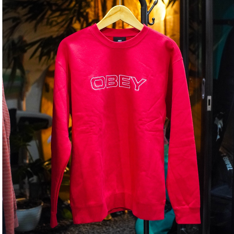 CREWNECK LINE RED OBEY