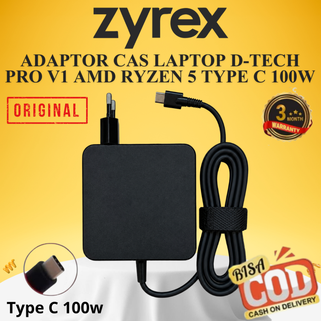 ADAPTOR CAS ZYREX TYPE C 100W D-TECH PRO V1 AMD RYZEN 5 GARANSI 3 BULAN