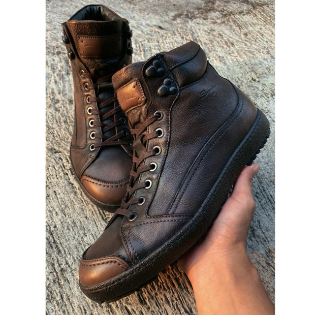 SANTONI VINTAGE BOOTS BROWN PATINA - 100% AUTHENTIC - SEPATU SNEAKERS BOOTS ITALY - SIZE 43