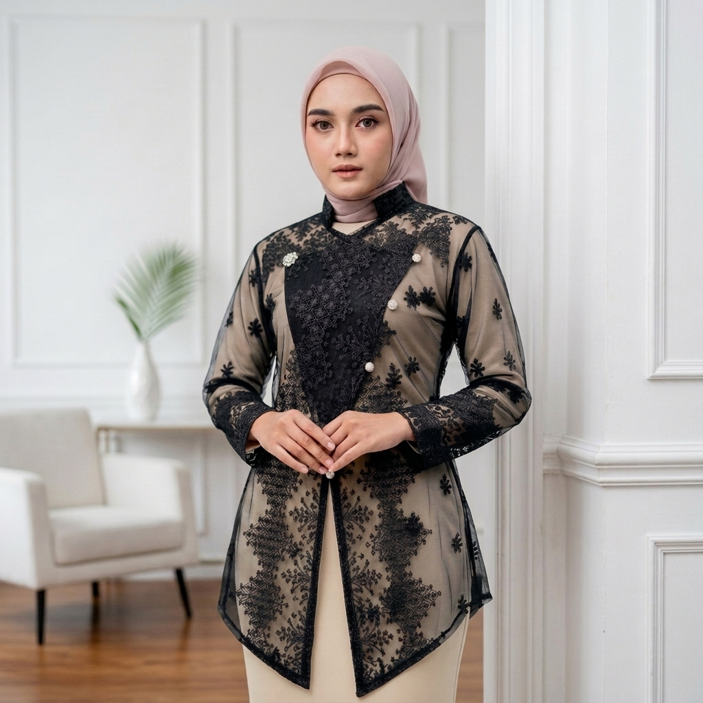 Outer brokat kebaya janggan / outer tunik brokat modern / outer kebaya wisuda keondangan