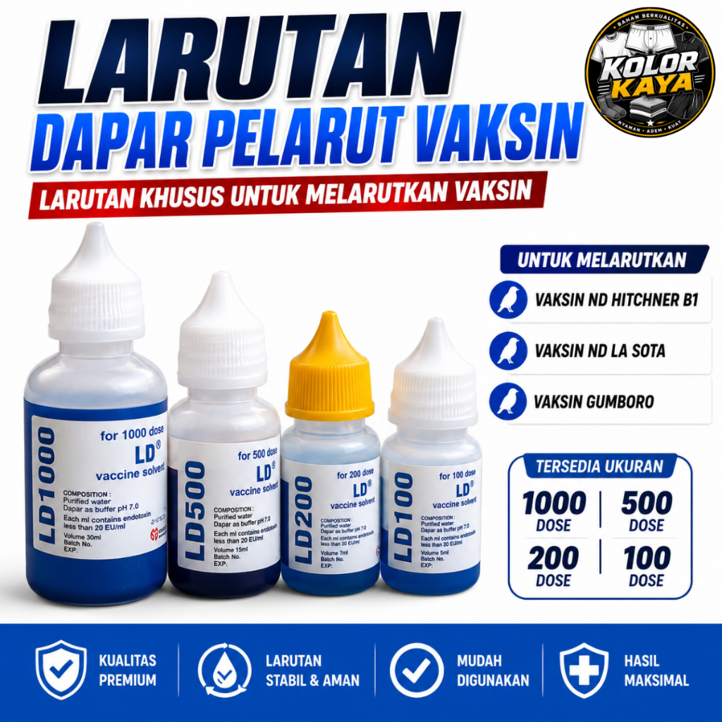 LARUTAN DAPAR PELARUT VAKSIN UNTUK MELARUTKAN VAKSIN ND HITCHNER B1 VAKSIN ND LA SOTA VAKSIN GUMBORO