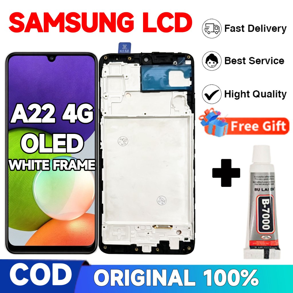 LCD SAMSUNG-A22 4G OLED + FRAME WHITE FULLSET