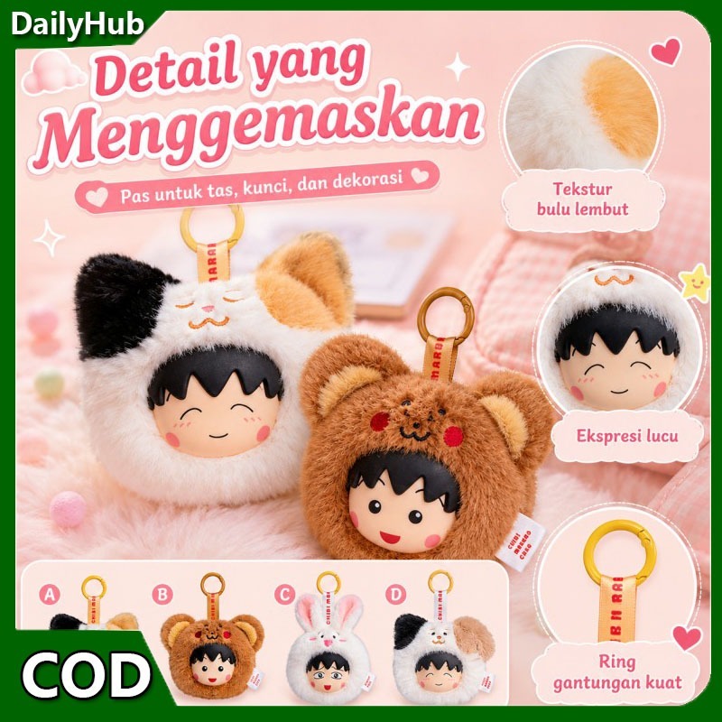 Gantungan Kunci Boneka Chibi Maruko-Chan - Lucu & Lembut Cocok untuk Tas Kunci Dekorasi Original Jep