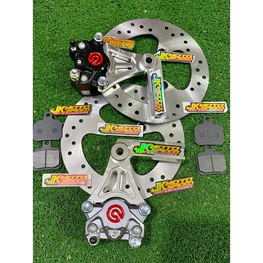 TERMURAH  SATRIA F FU FI pnp 100 % KALIPER SET BREKET + DISC PREMIUM CNC 2 PISTON BIG LOGO 2p BELAKA