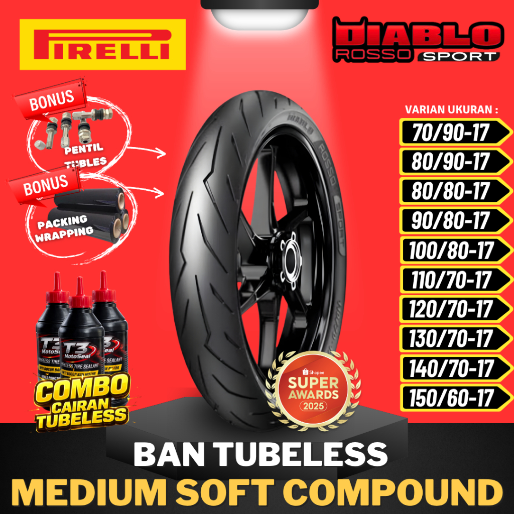 [READY COD] BAN PIRELLI DIABLO ROSSO SPORT RING 17 ( 70/90-17 / 80/90-17 / 90/80-17 / 100/80-17 / 11