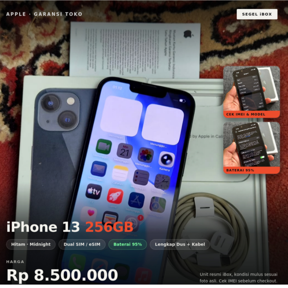 IP 13 256GB // 128GB RESMI IBOX MULUS TERAWAT