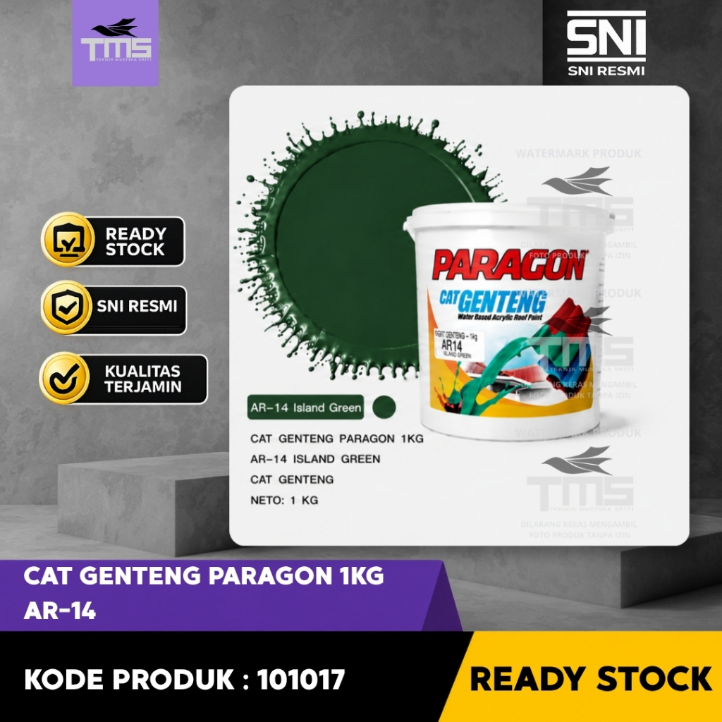 Cat Genteng Paragon 1KG AR-14 Island Green Cat Atap Genteng Tahan Cuaca Warna Hijau Cat Genteng Berk