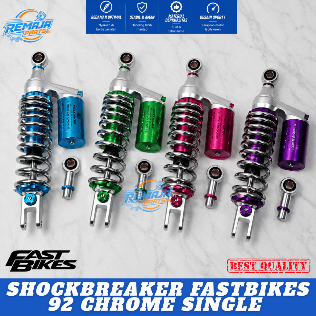 ShockBreaker FastBikes 92 CHROME Single Shock Tabung Atas Copy YSS Motor Vario Mio Scoopy Beat Fino 