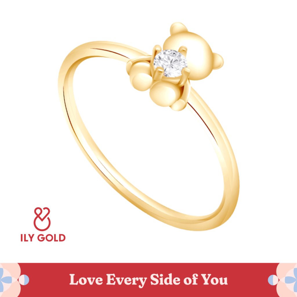 ILY GOLD TEDDY - Single Bear Ring / Cincin 9K