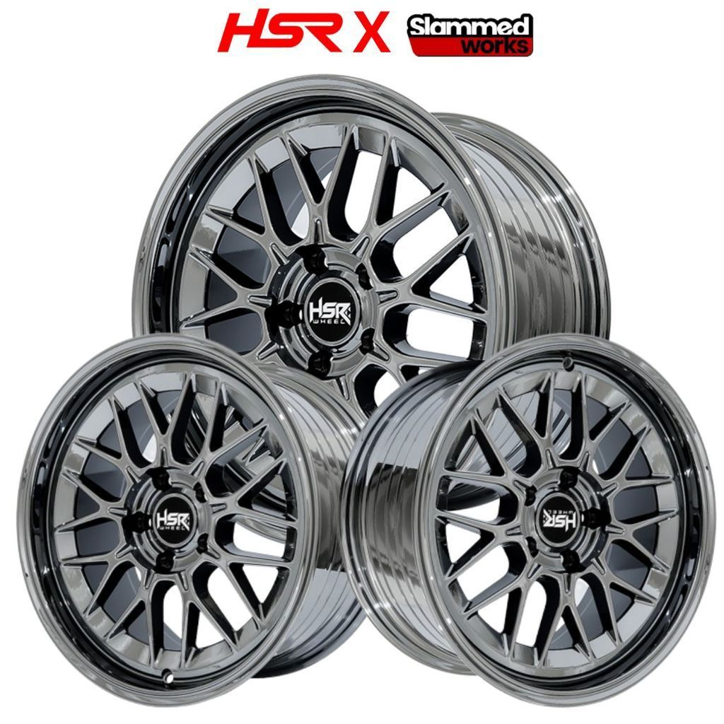 Velg Hsr Dulupi Ring 17 Pcd 5X114.3 Full Black Chrome Velg Mobil Model BBS Racing Pcd 5X114.3