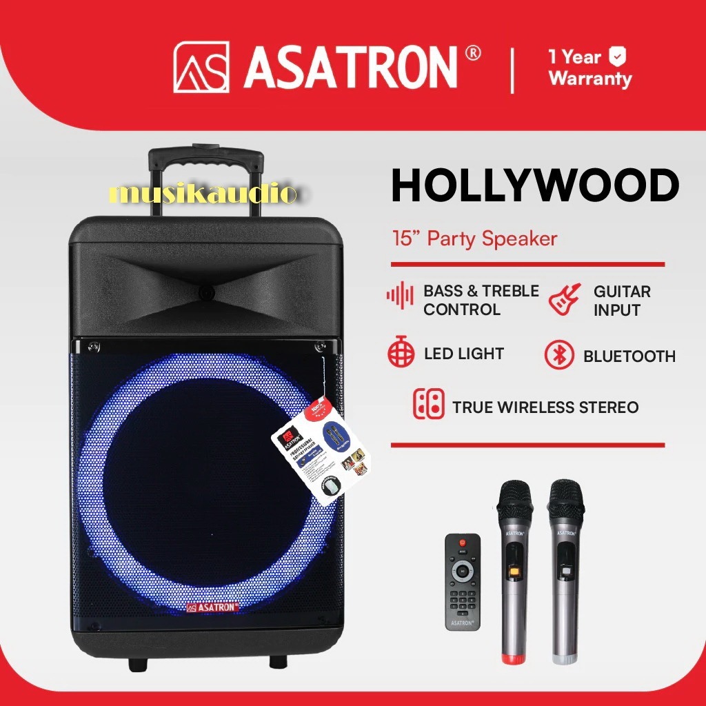 Asatron Hollywood 15 Inch Bluetooth Party Speaker