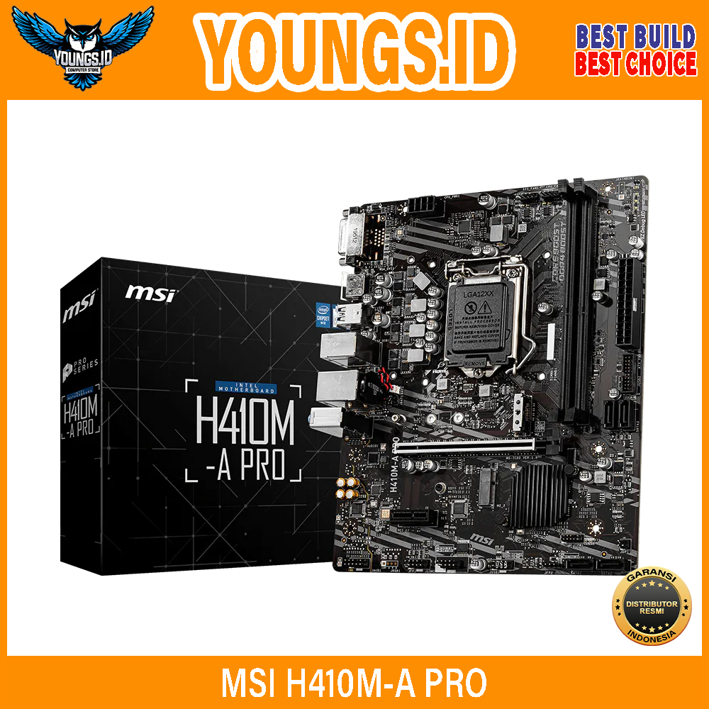 MSI H410M-A PRO mATX M.2 DDR4 LGA1200 Motherboard Intel H410