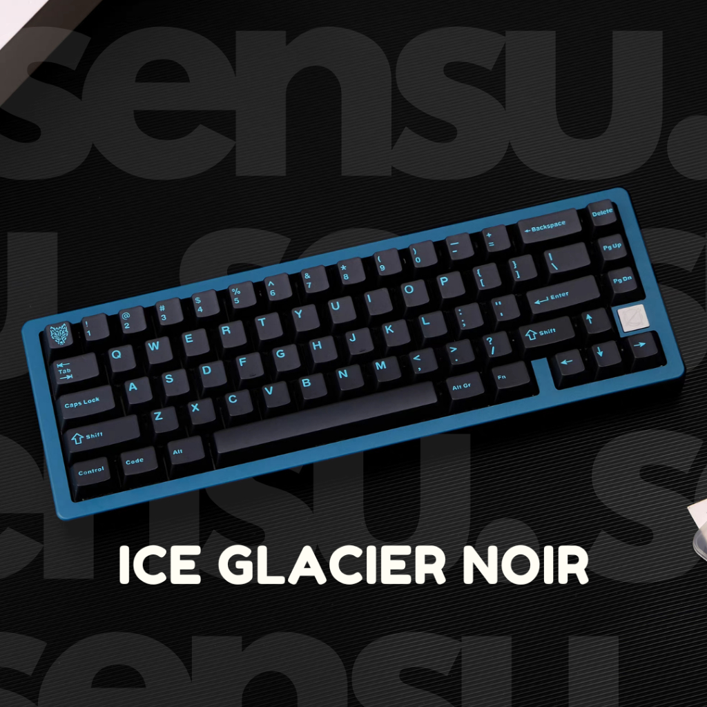 Semi Transparent Ice Glacier Noir Keycaps - OEM Profile - 114 Keys