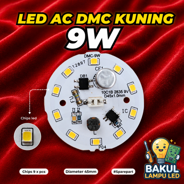 PCB LED AC (DMC) 9W KUNING ~Bakul_Lampu_Led~