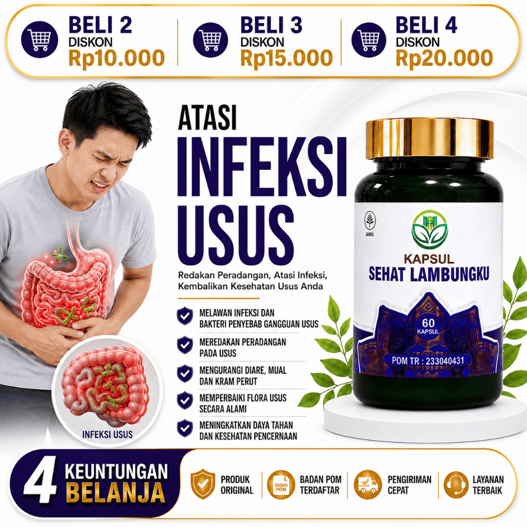 < KAPSUL SEHAT LAMBUNGKU BANTU ATASI RADANG LAMBUNG, INFEKSI USUS,RADANG USUS, GANGGUAN PENCERNAAN, 