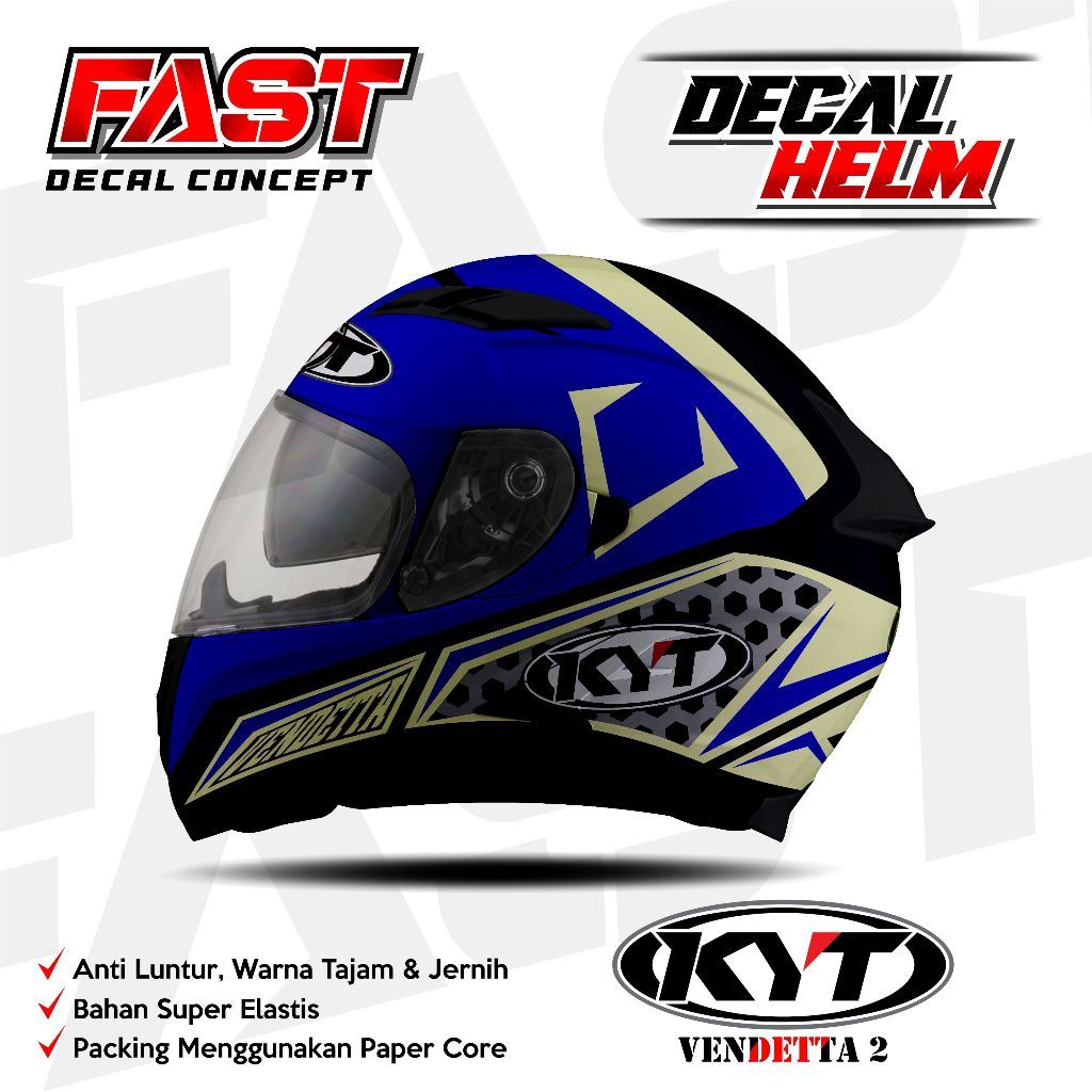 Decal stiker helm KYT Full face Motif vendetta Racing Livery  HELM KYT sport Design Sticker Helm Ant