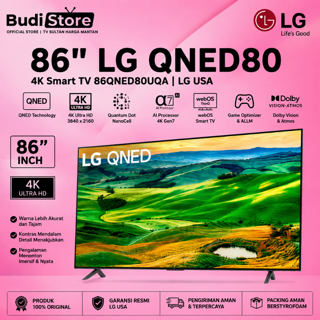 [EX DISPLAY] 86 inch LG 86QNED80 SMART TV | Garansi 2 Bulan