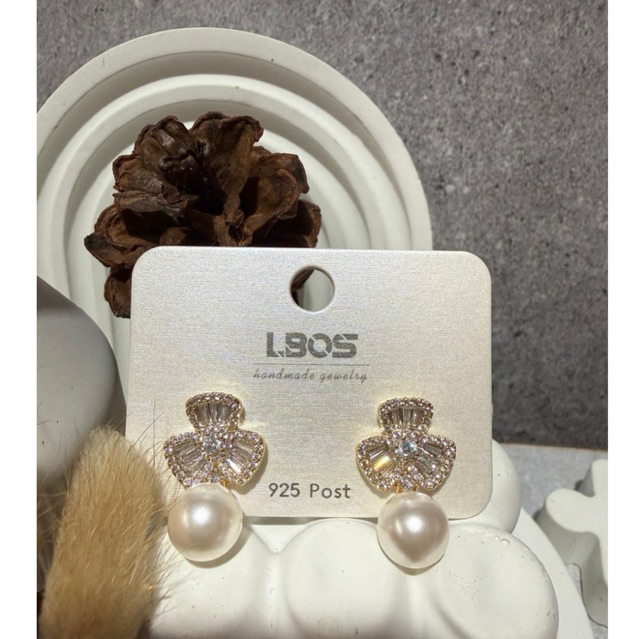 anting tusuk mutiara pita gold 925