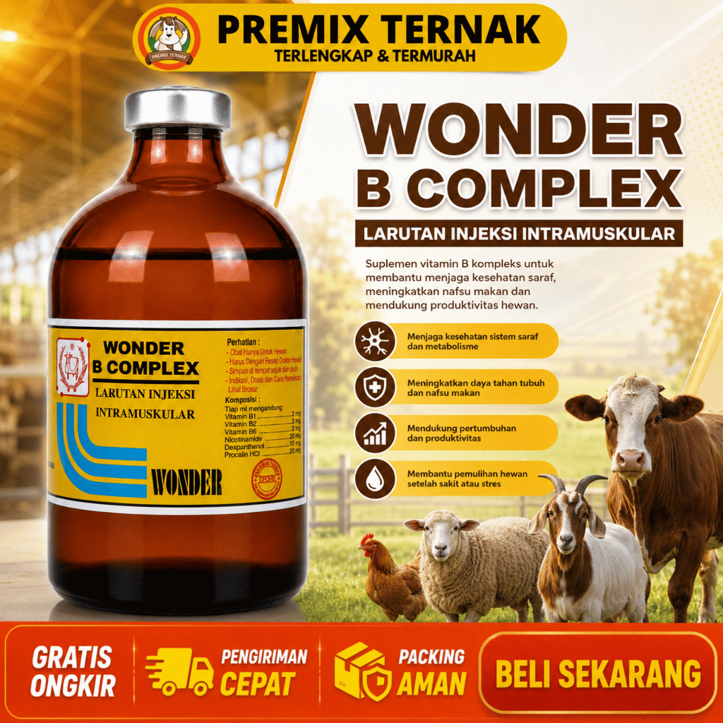 WONDER B COMPLEX 100 ML - Vitamin B Komplek Hewan Menambah Nafsu Makan & Kesehatan