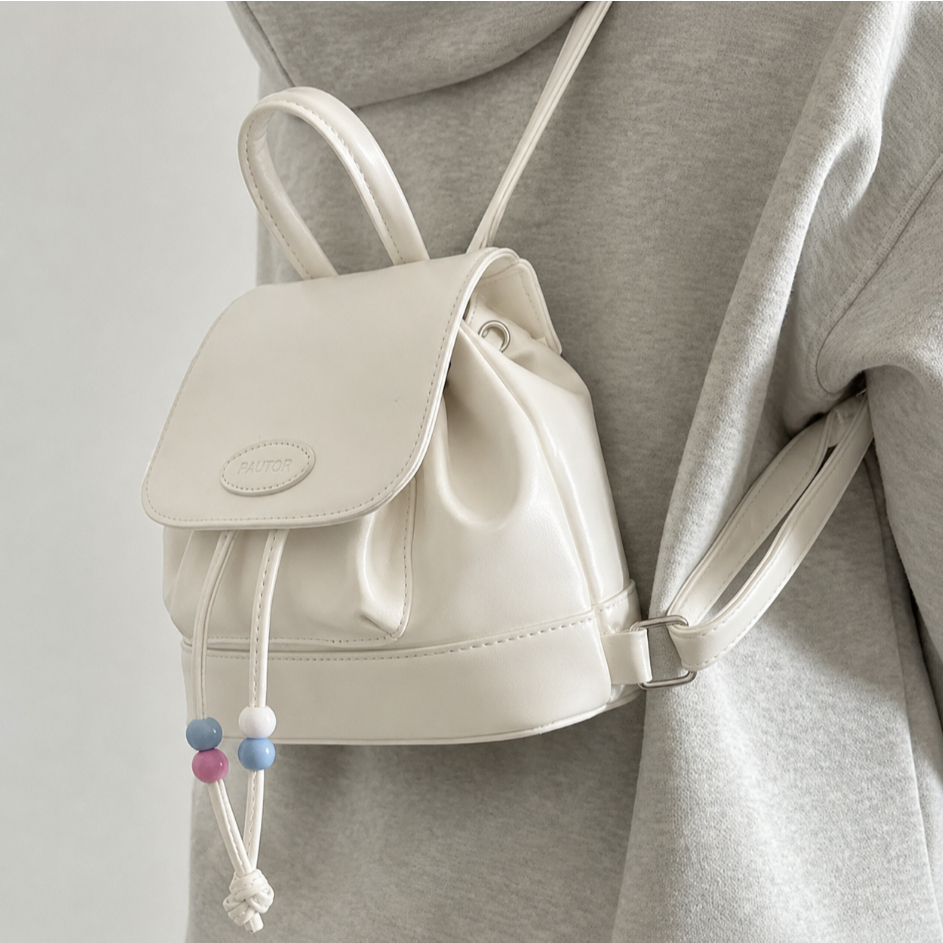 BORKE Tas Mini Ransel Wanita Imut Kekinian – Tas Punggung Lucu dengan Gantungan Boneka Bulu - PXB226