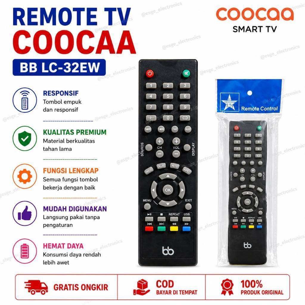 ORIGINAL REMOTE TV COOCAA BB LC-32EW REMOTE TV LED COOCAA 32E20W 32E21W