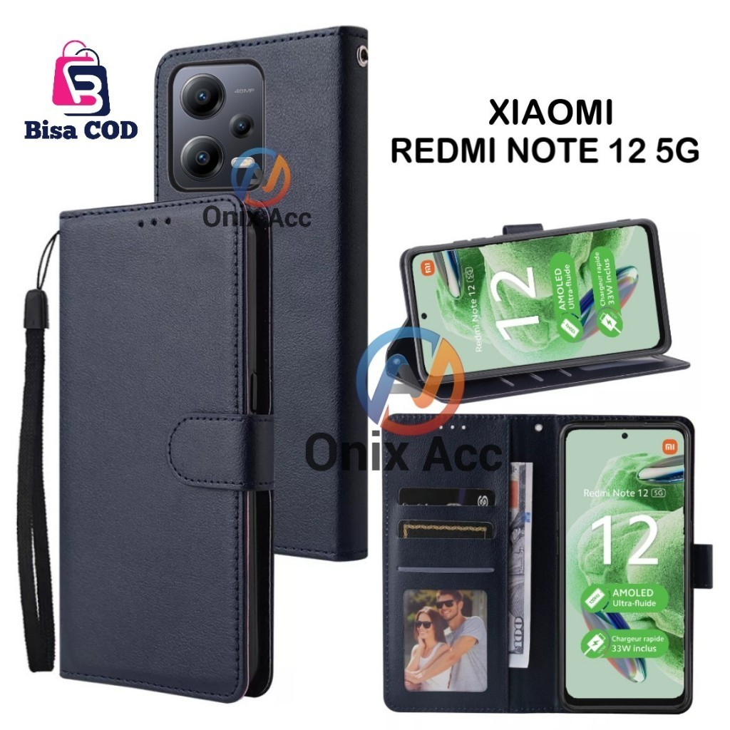 Case  Xiaomi Redmi Note 12 5G Casing Dompet Kulit