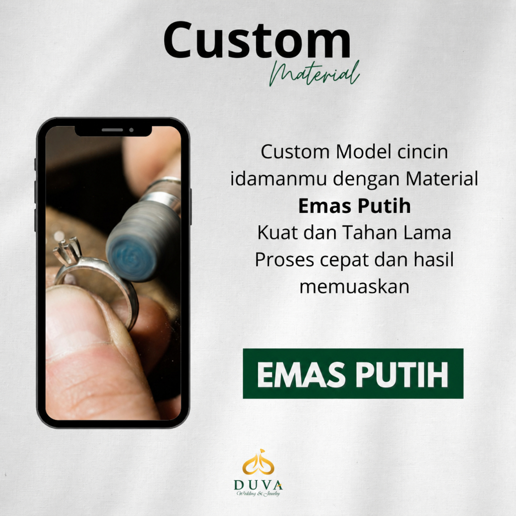 Custom Cincin Emas Putih - Cincin Couple Single Pria Wanita Kawin Nikah