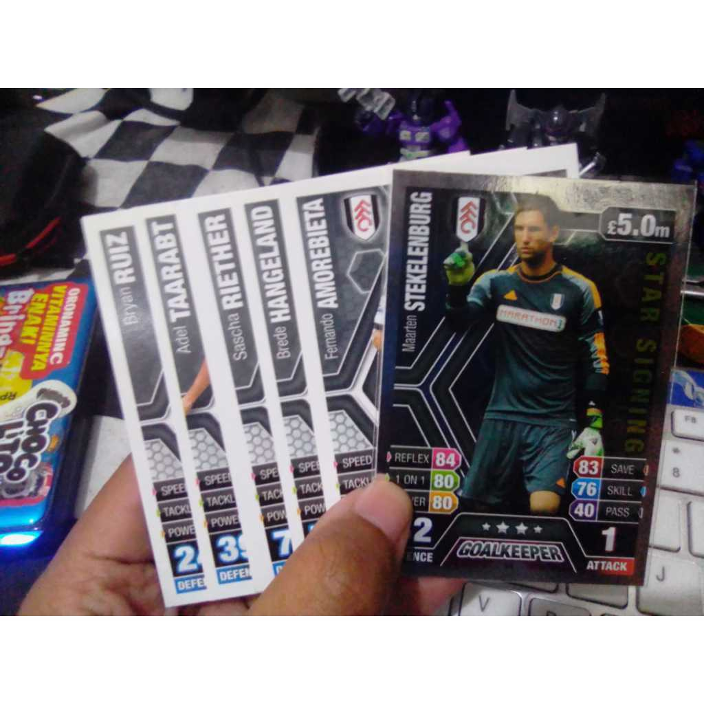 Bundle 6 pcs Kartu Premier League Match Attax 2013/2014 Fulham FC 64 Maarten Stekelenburg - Star Sig