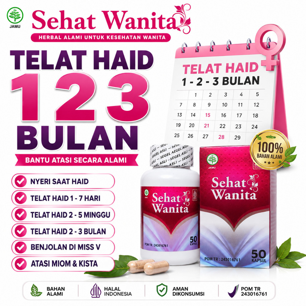 Sehat Wanita Kapsul - Obat Herbal Terlambat Haid, Telat Haid 1 2 3 Bulan, Nyeri Saat Haid, Nyeri Per