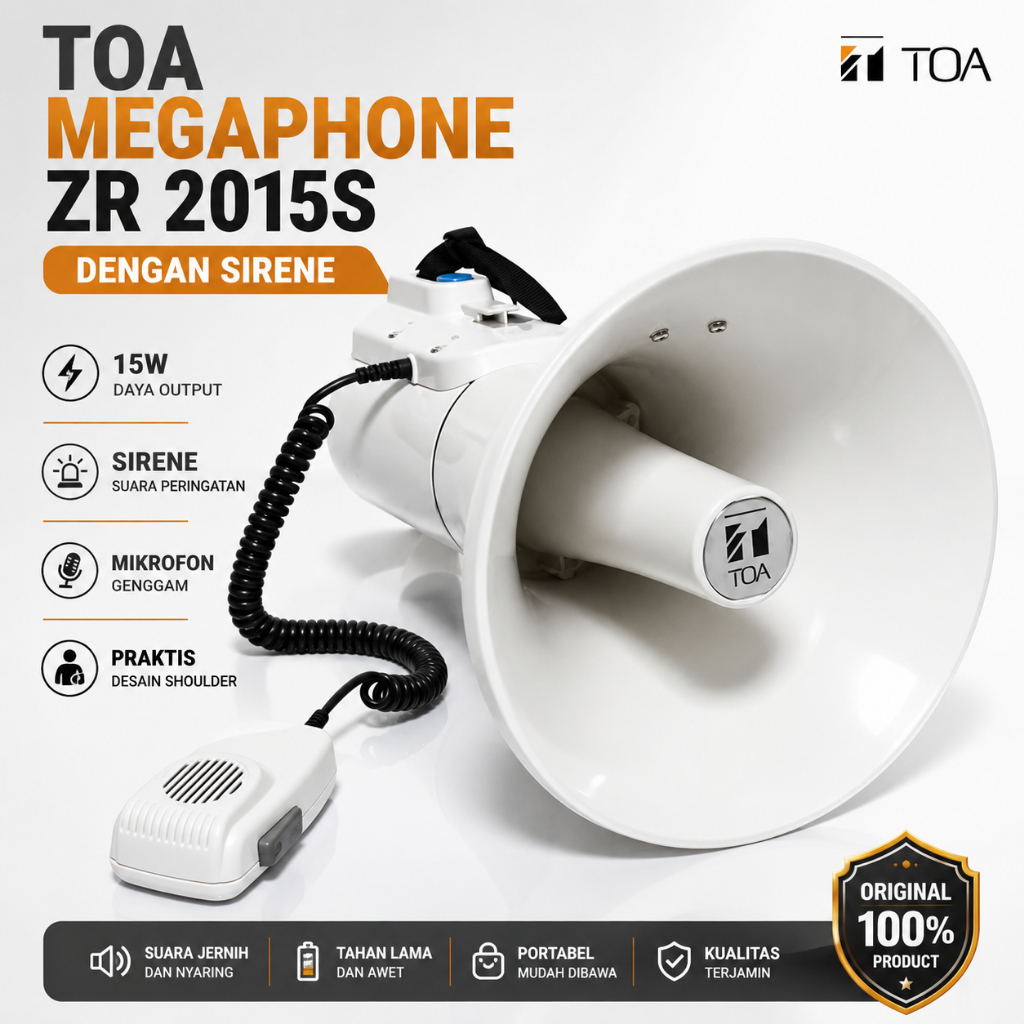 TOA ZR-2015S Megaphone 15W Shoulder Megaphone Sirine Portable Original