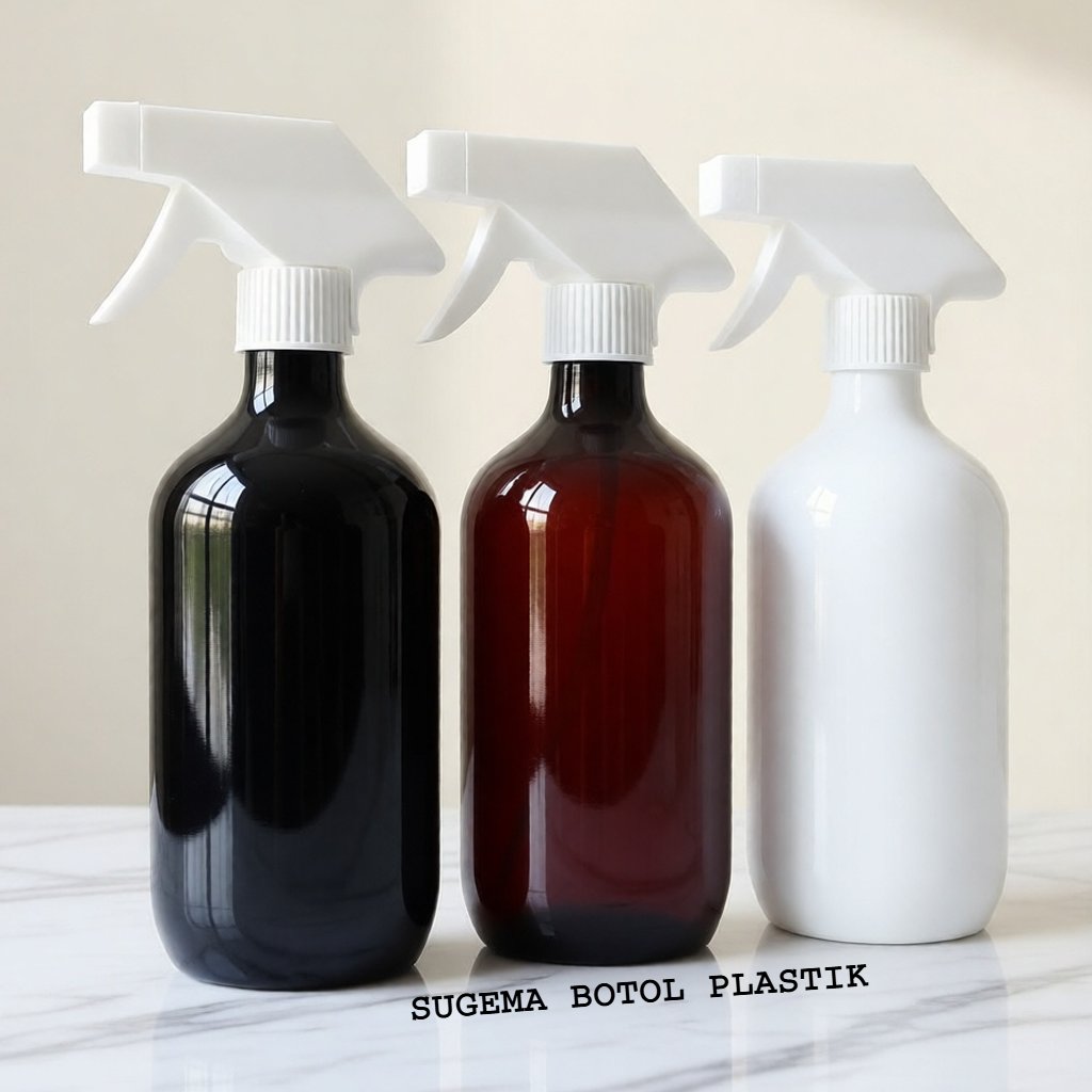 Botol Kispray Kosong Semprot 500ml Hitam Putih Coklat / Botol Spray 500 Ml Tutup Putih