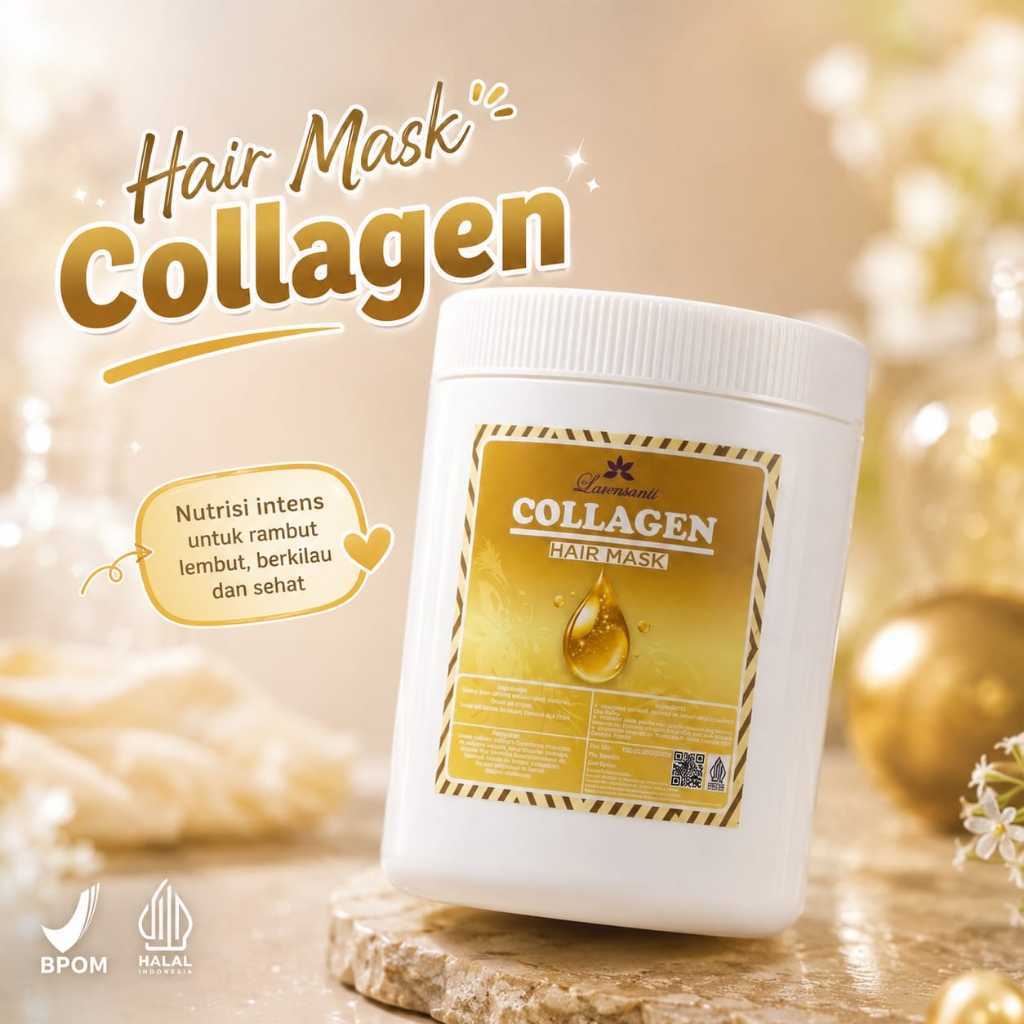 Collagen Hair Mask 1000ml Perawatan Rambut Rusak Bercabang Kering Hair Treatment Bpom Halal