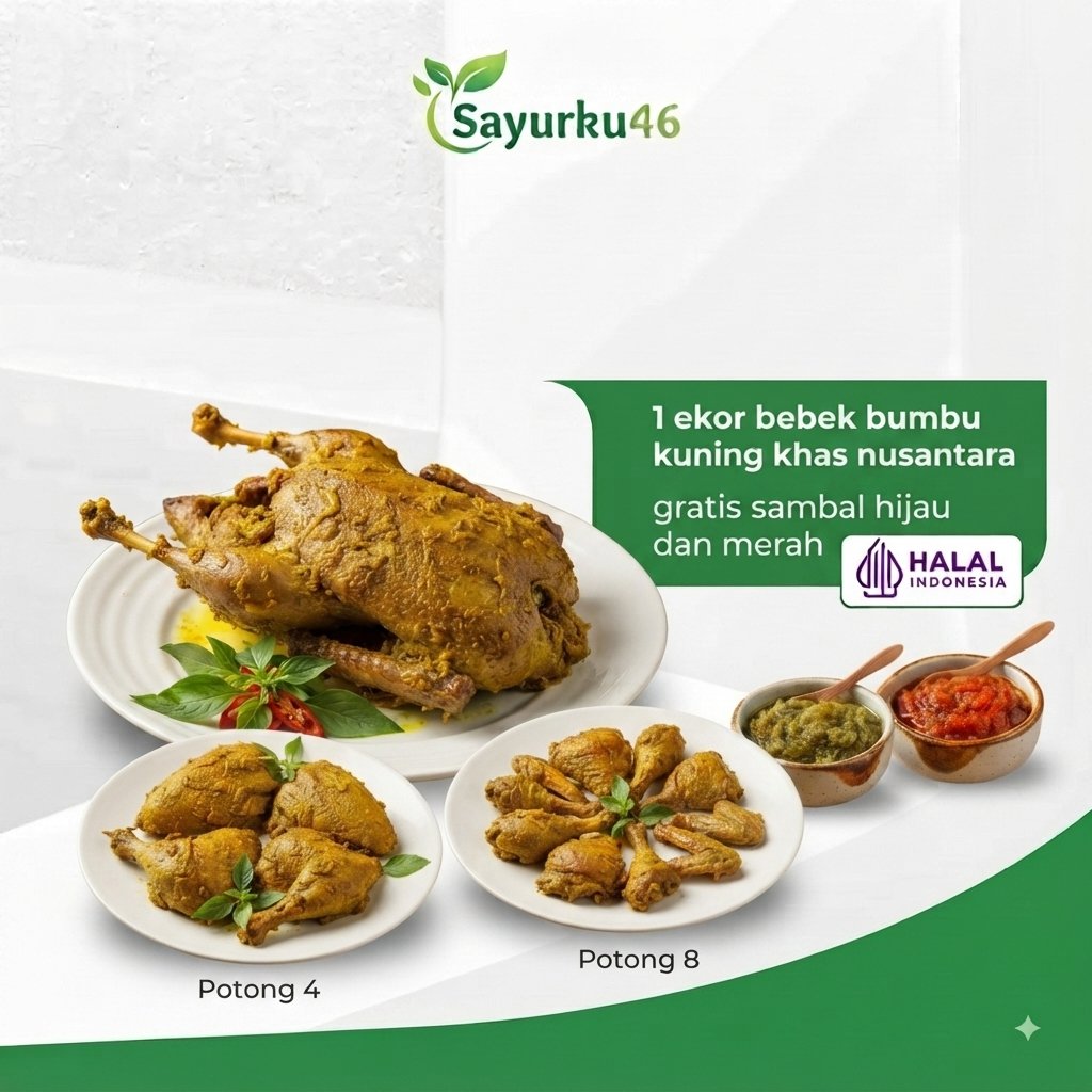 1 EKOR BEBEK UNGKEP GRATIS SAMBAL + BUMBU KRIUK KFC - Bebek MUDA Ungkep 1 Ekor Utuh Bumbu Kuning Rem