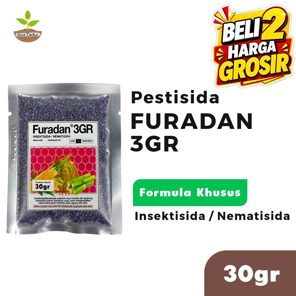 Jaya Taniku - Furadan 3GR Insektisida / Nematisida 30 gram Obat Hama Semut, Bekicot, Uret, Rayap