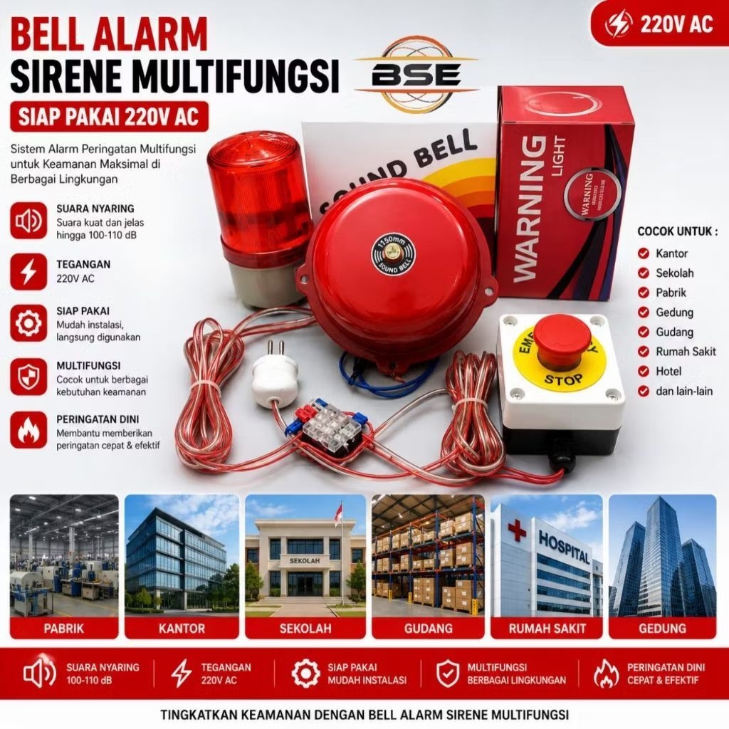 Sirene Fire Alarm Peringatan Darurat Gedung Pabrik sekolah Rumah Sakit Dll