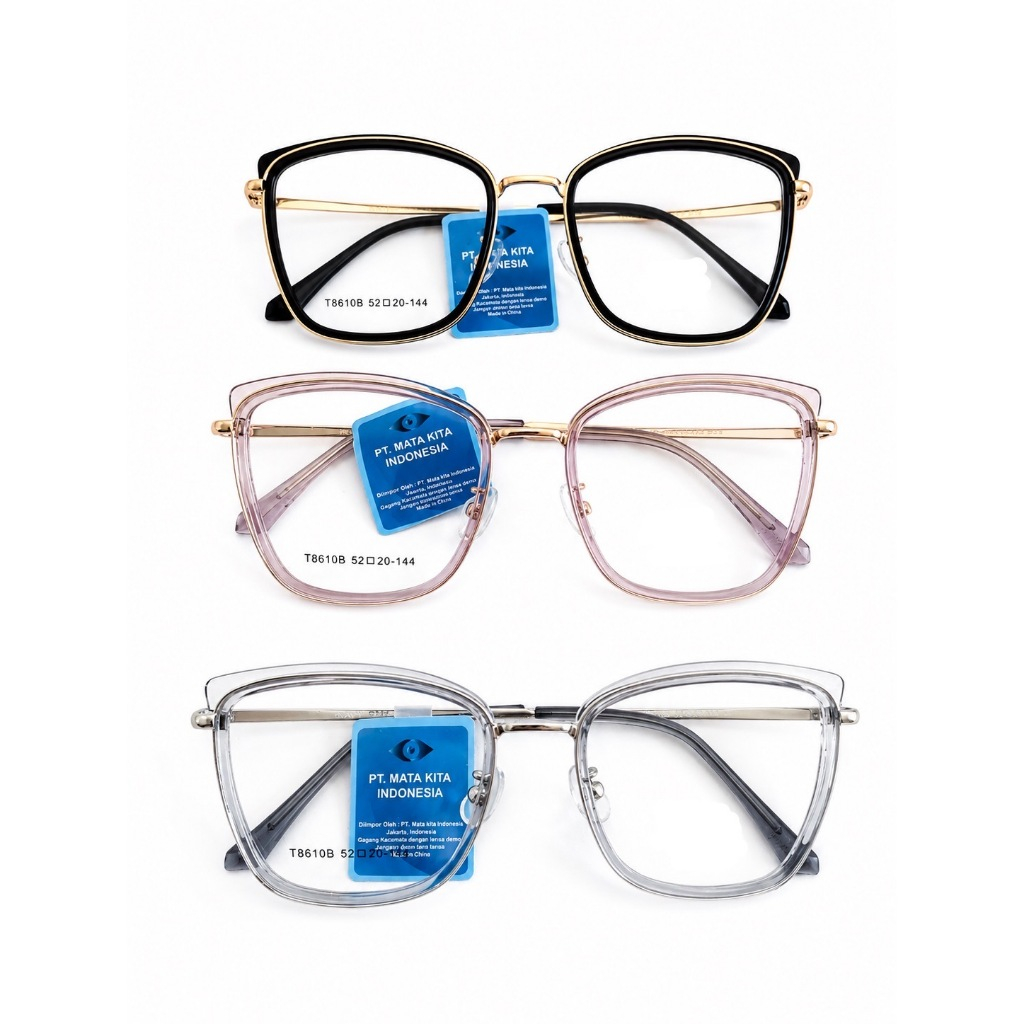 Frame Kacamata Signature T8610B Original Plastik Ringan Bulat Oval Pria Wanita Korea Style Bingkai K