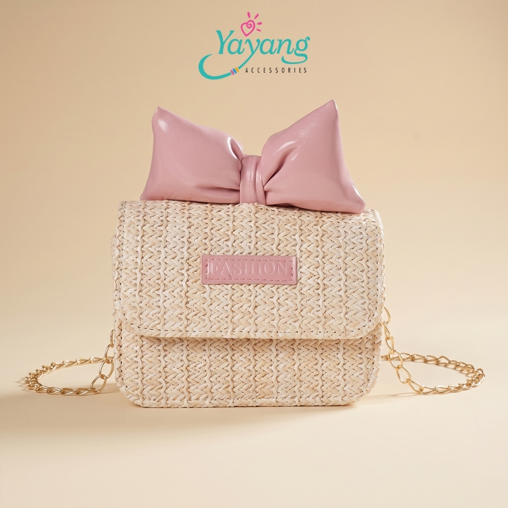 Yayang Tas Selempang Anak Perempuan Model Pita Korea Tas Rajut Mini Sling Bag Anak Lucu Fashion Keki