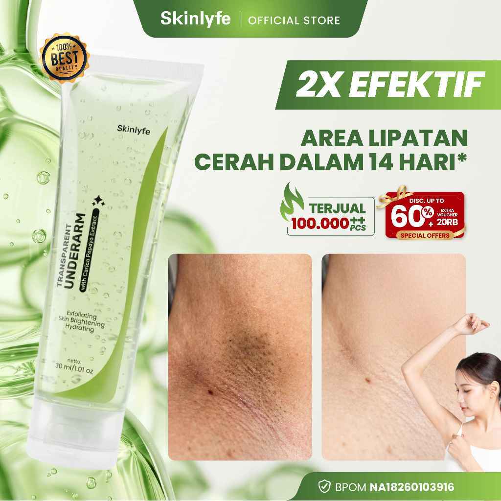 Skinlyfe Underarm pemutih ketiak ampuh cepat pemutih ketiak hitam pemutih bokong krim pencerah bpom