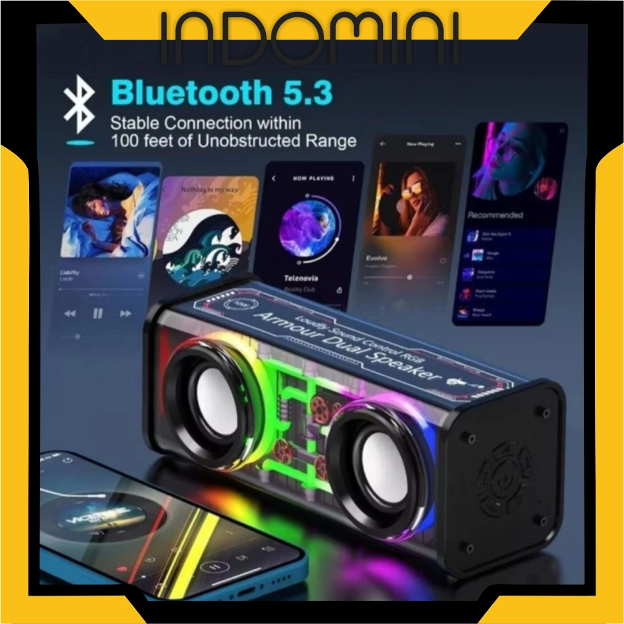 INDOMINI Portable TWS RGB V8 V1 Lights Heavy Bass Music Battery Power Sound Box V8 Boombox Wireless 