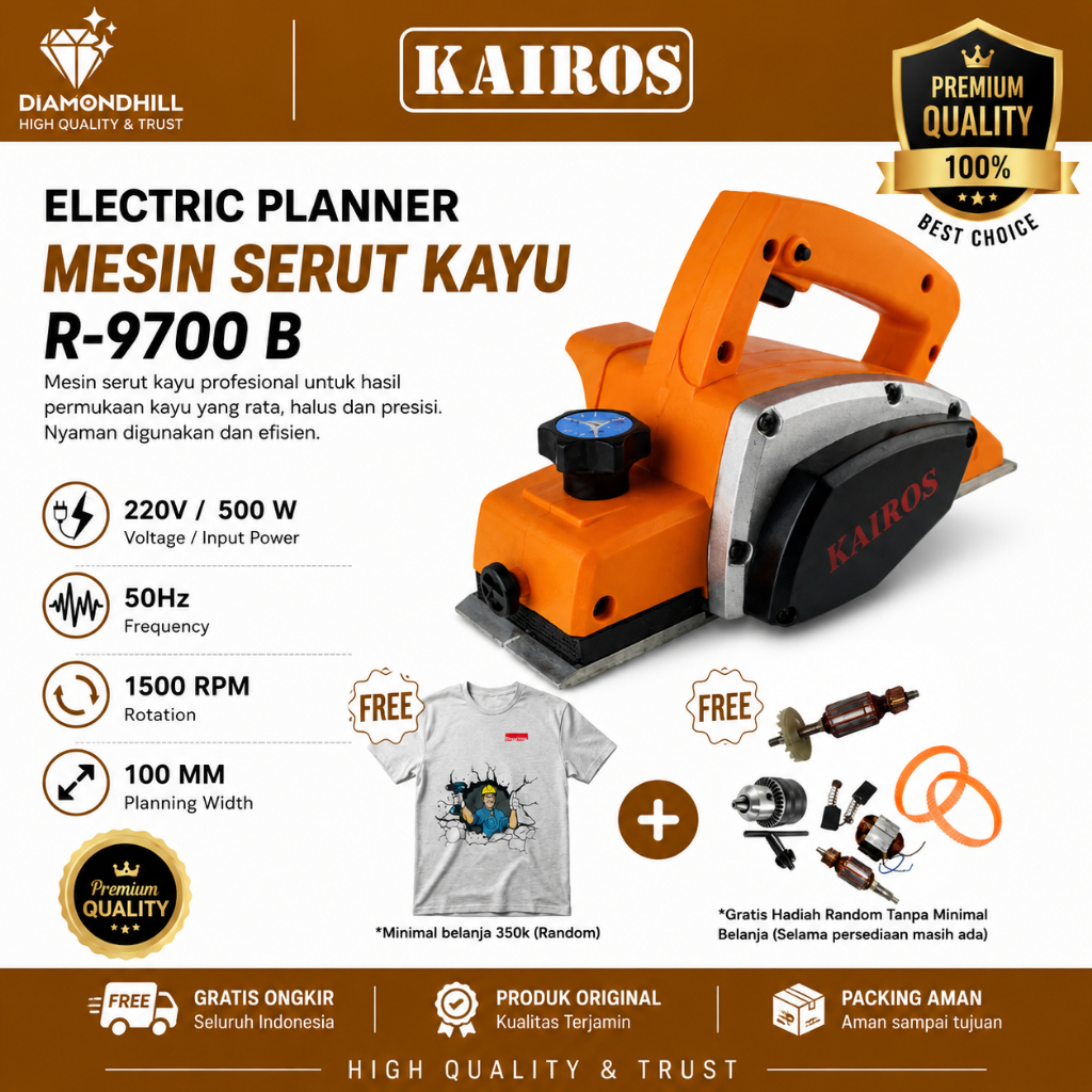 PLANER TYPE MAKITA LISTRIK KAIROS KA-9700B – Mesin Serut Kayu / Mesin Ketam / Mesin serut Listrik 50