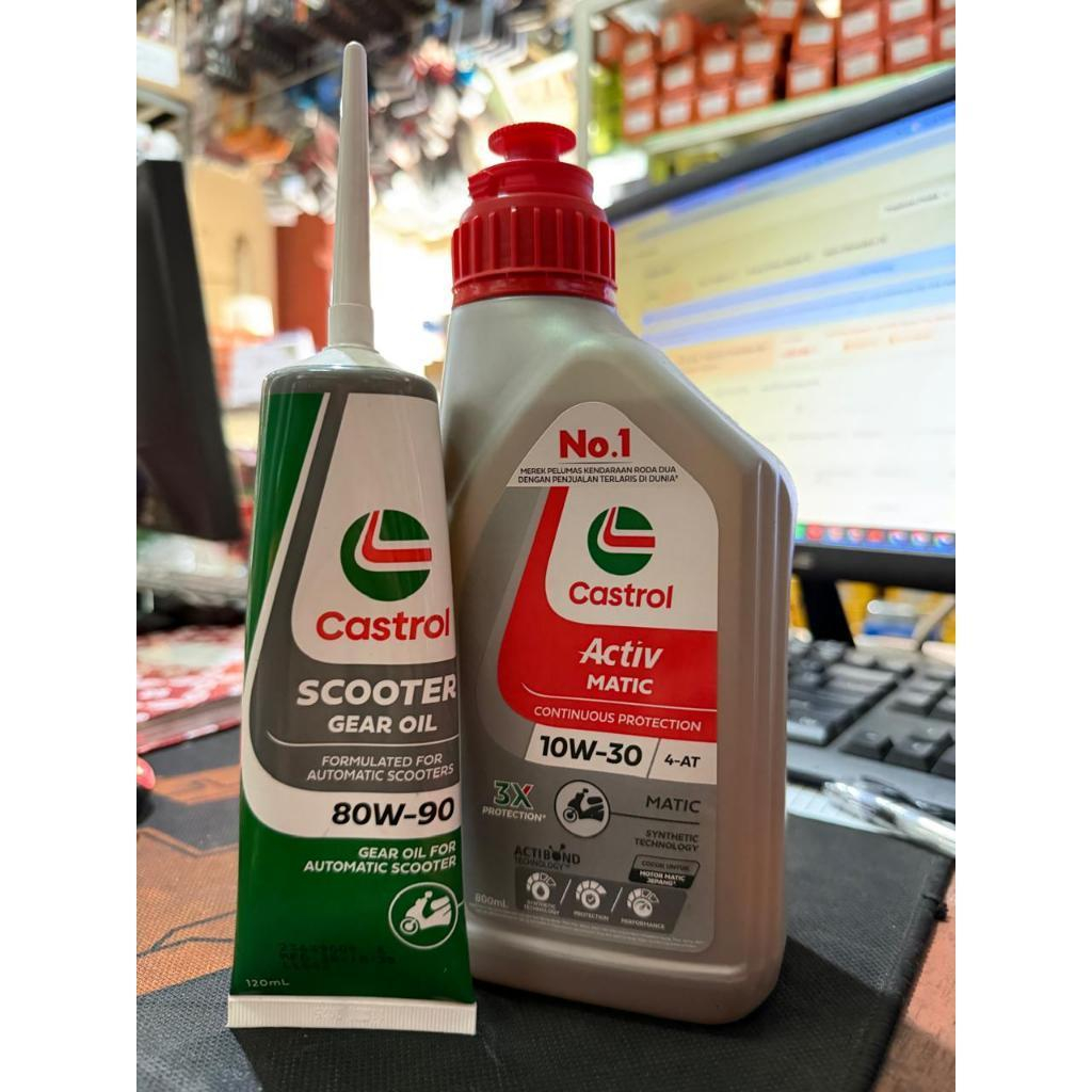 PAKET OLI CASTROL ACTIV MATIC 800ML DAN GARDAN CASTROL 80W-90 / OLI CASTROL MATIC