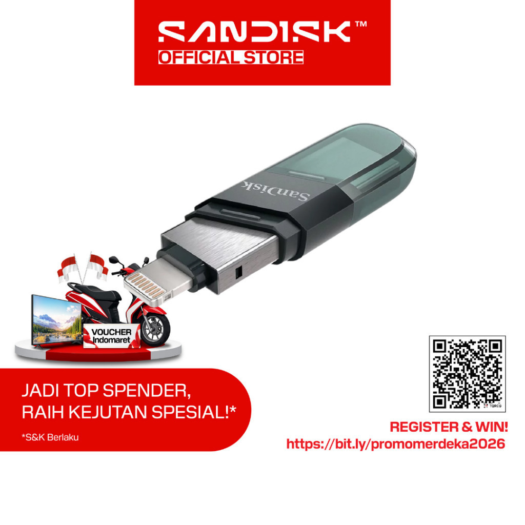SANDISK iXpand Flip 256GB Flash Drive OTG Lightning USB 3.1 for iPhone iPad