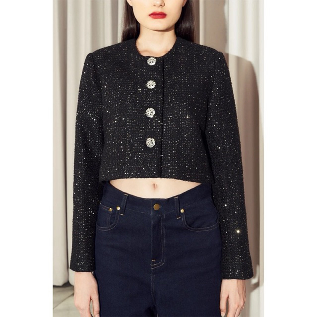 [ Preloved ] DUMA - Lumi Tweed Outer Black